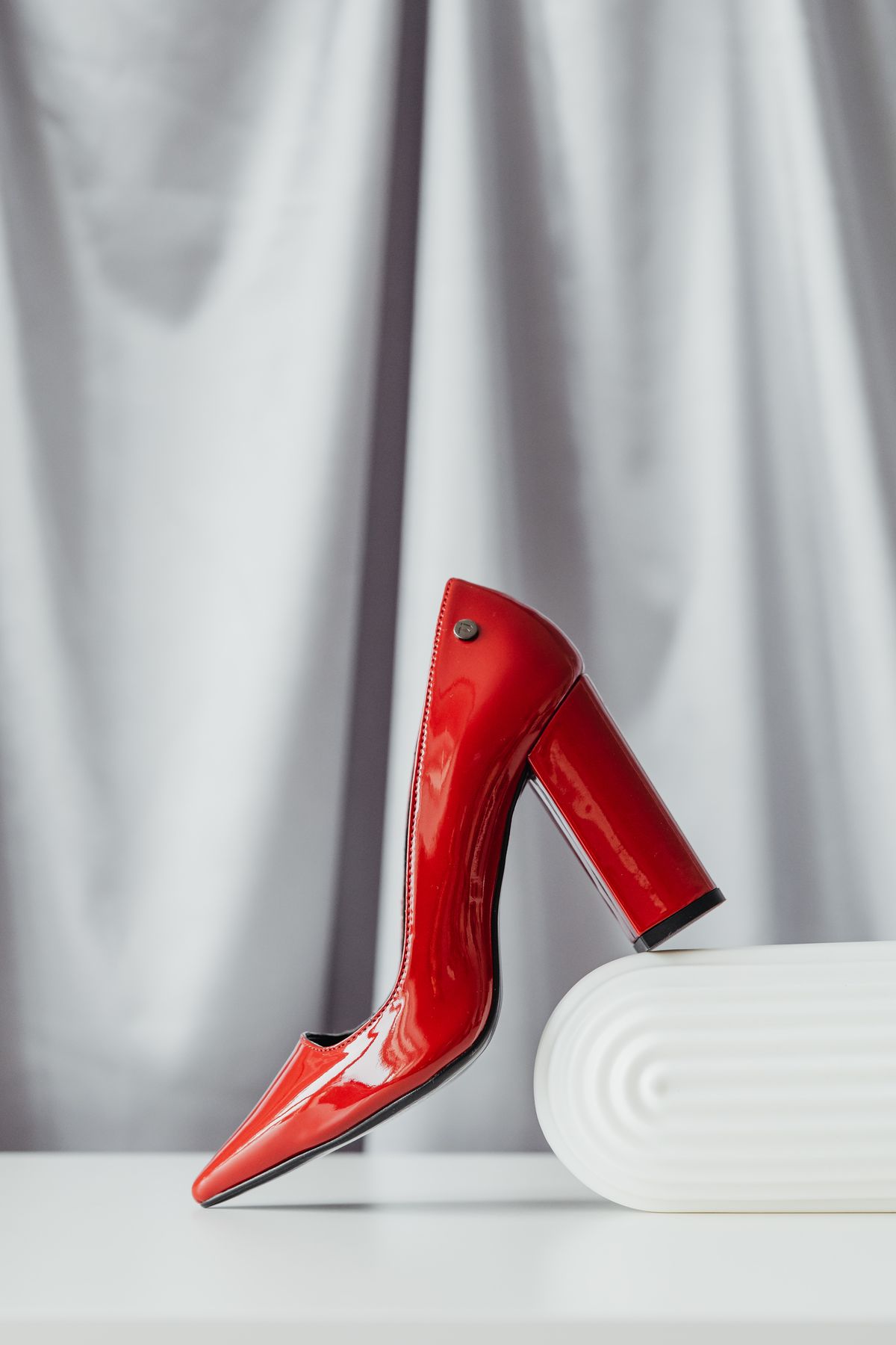 Crimson Block Heels